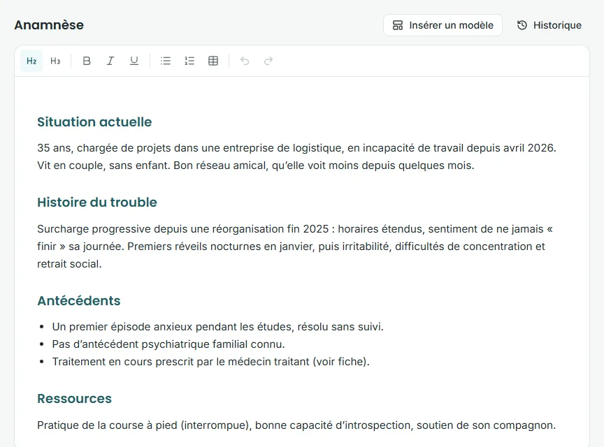 Dossier patient dans Élyance